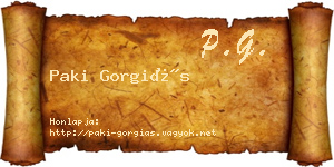 Paki Gorgiás névjegykártya